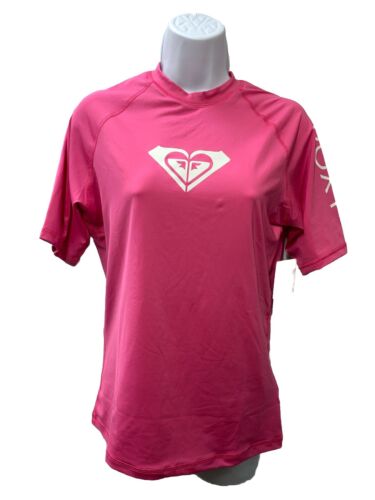 Roxy Whole Hearted Short Sleeve Rashguard Shirt Women's Size Large Shocking Pink