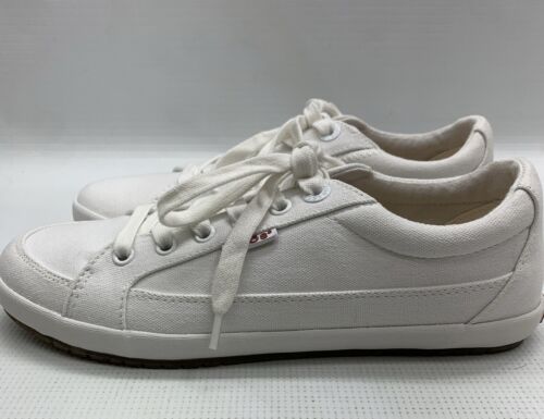 Taos Moc Star White Canvas Distressed Women's Sneaker Size US 8 M Lace-up Shoes