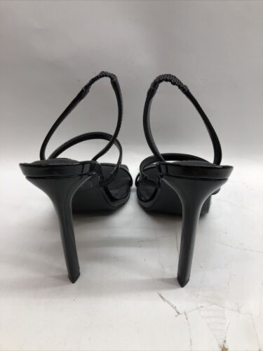 Steve Madden Women's Gracey Black Patent Heels Strap Sandal Size 8.5M Open Toe