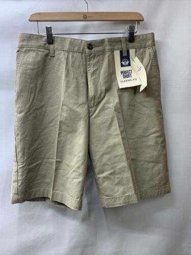 Dockers Mens 33 Perfect Shorts Chino Khaki Modern Casual Modern with Pockets