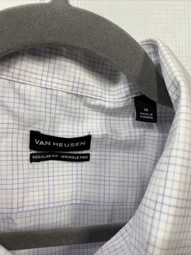 Van Heusen Men's Short Sleeve Dress Shirt Regular Fit Poplin Solid Size 18 White