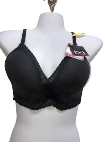 Maidenform Women's Size M Lace Trim Triangle Bralette Wireless 88665879 Black