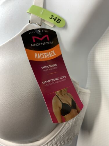 Maidenform Women White One Fab Fit Everyday Full Coverage Racerback Bra Size 34B