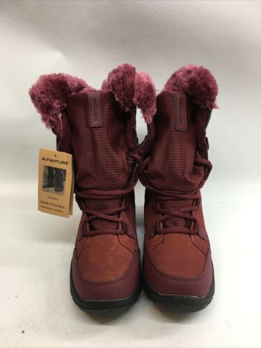 Fanture Vigornity II Women's Snow Boots Lace Up Closure Mid-Calf Red Size 7