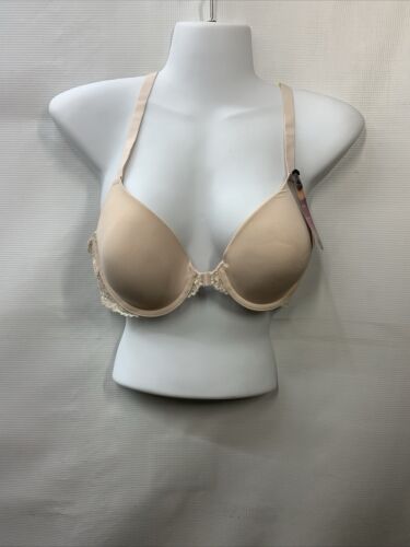 Maidenform Front Close Padded Underwire Lace Racerback Bra Beige 07112 Size 36B