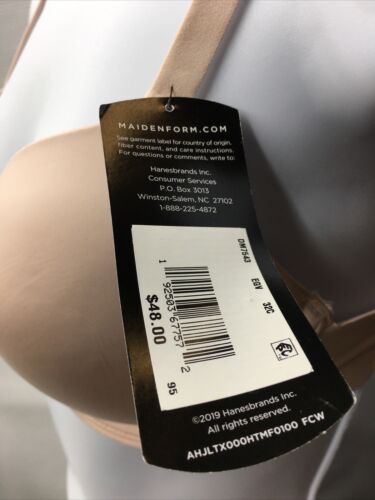 Maidenform Women's One Fab Fit Underwire Tshirt Bra Demi DM7543 Size 32C Nude