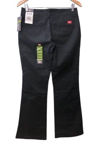 Dickies Women's FLEX Slim Fit Bootcut Flat Front Stretch Long Pants Size 4 Black