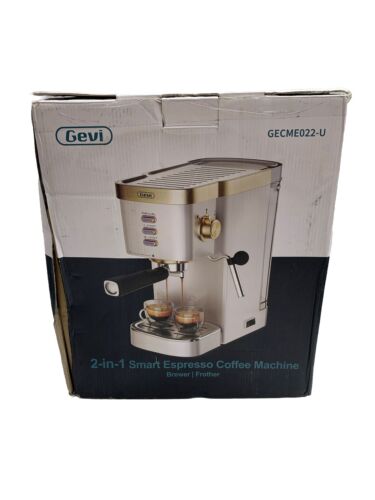 Gevi 2-in-1 Espresso Coffee Machine 20 Bar, Milk Frother GECME022-U White Gold