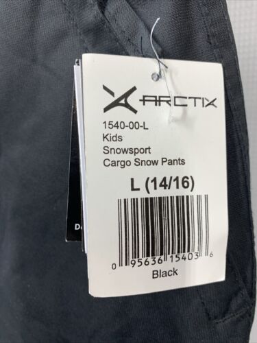 Arctix Black Kids Snow Sports Insulated 1540-00-L Cargo Long Pants Large (14-16)