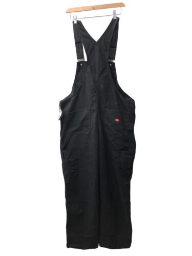 Dickies Women's Relaxed Fit Straight Bib Overall Rinsed Black FB206RBK Large