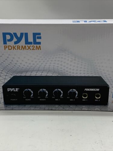 Pyle PDKRMX2M Compact Karaoke Audio Mixer Blac for DJ Sound Home Party & Theater