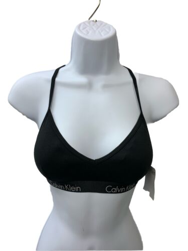 Calvin Klein Women's Motive Cotton Lightly Lined Bralette Black #16680 Size S