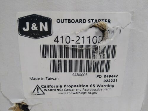 J&N Starter Outboard CCW 9 Tooth J&N Electric 410-21028 Black