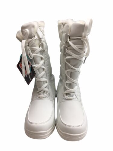 Totes Womens Jami White lace up mid calf Winter & Snow Boots Shoes US 6.5 W