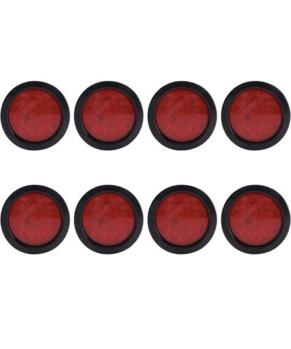 4" Round Rear Tail Light Stop Brake Turn Signal Lamp For Trailer Truck - 8 Pack