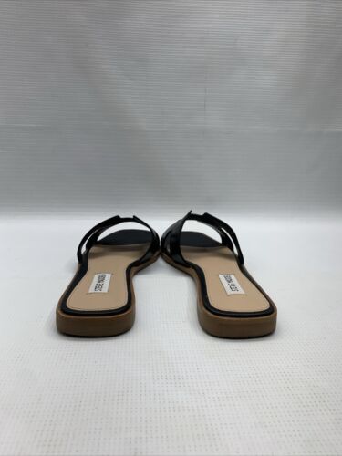 Steve Madden Hayden Sandals Open Toe Black Leather Women's Slip-on Size 7.5