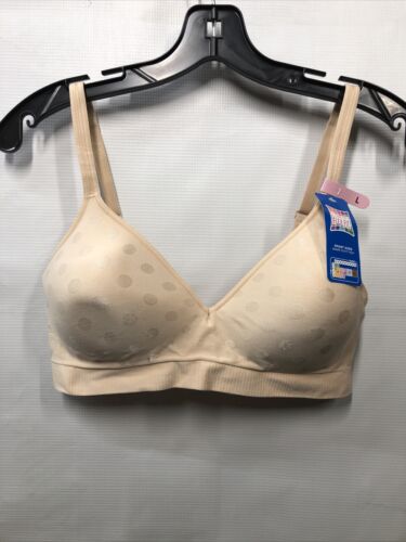 Hanes Women's ComfortFlex Fit Perfect Coverage Wirefree Bra Dotted Size L Beige