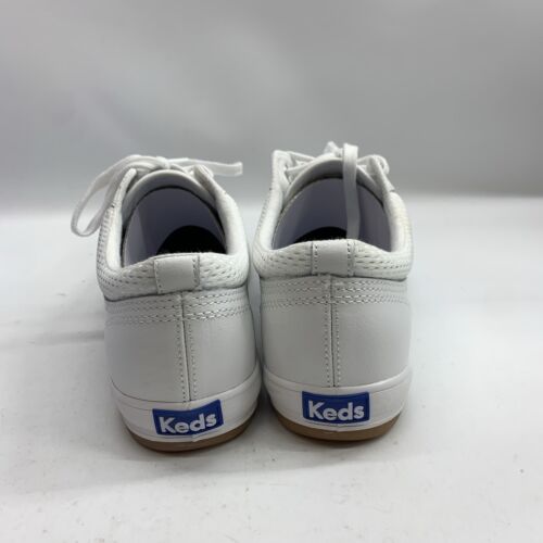 Keds Women's Center Leather Shoes White Size 8.5 Lace-up Sneaker Padded Collar