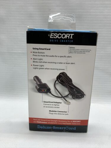 Escort Radar Detector 12v Red LED SmartCord Straight Accessory for All Escort