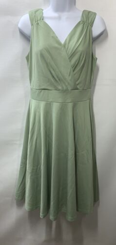 GRACE KARIN Sleeveless Wrap V-Neck A-line Bridesmaid Cocktail Dress Green Size S