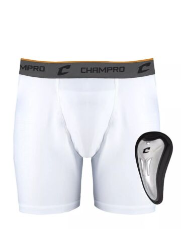 Champro Multi-Sport Youth Compression Boxer Short with C-flex Cup White Medium