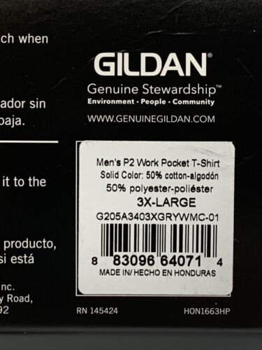 Gildan Men Sport Grey 2Pk Dryblend Workwear T-Shirts Short Sleeve w/Pocket 3XL