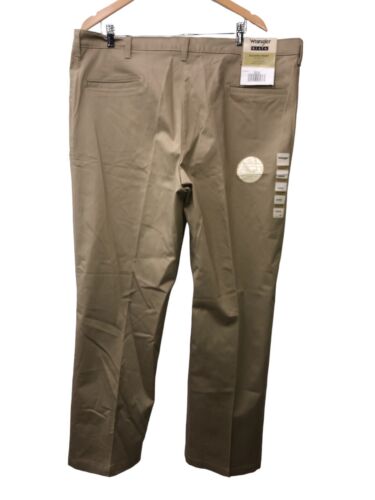 Wrangler Men's Khaki Casual Pleated Front Western Long Pants Loop Waist 42x30