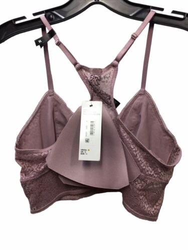 DKNY Modern Lace Longline Bralette Size Medium DK4021 Purple Racerback Opaque