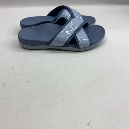 Vionic Merced I8716S1400 Womens Blue Cross Strap Orthotic Slide Sandals Size 6