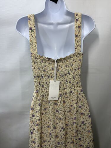 GRACE KARIN Summer Floral Boho Dress Square Neck Strapped Swing Size 2XL Yellow