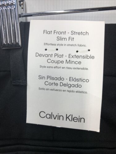 Calvin Klein Boys' Flat-Front Stretch Dress Pant Slim Fit Size 14 Black K841201