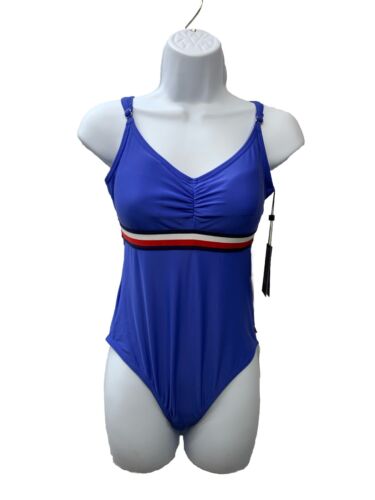 Tommy Hilfiger Iconic One-Piece Swimsuit Women Classic Navy Blue TZ3MS745 Size M