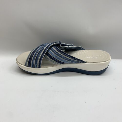 Women's Clarks Arla Wave Sandals in Blue Combi SIze 6.5W Open Toe Slip-on - USED