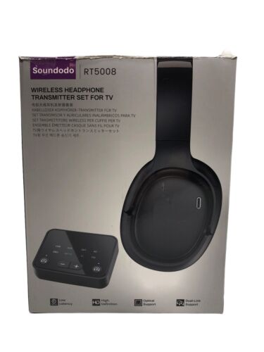 SOUNDODO TV Headphones Wireless 50 Hour Playtime, Dual Link RT5008 - Black