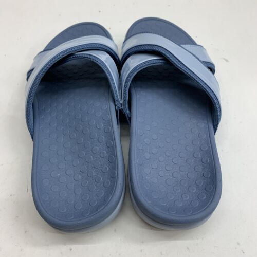 Vionic Merced I8716S1400 Womens Blue Cross Strap Orthotic Slide Sandals Size 6