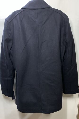 Men’s Nautica Men's Classic Double Breasted Lined Wool Blend Peacoat Navy Medium