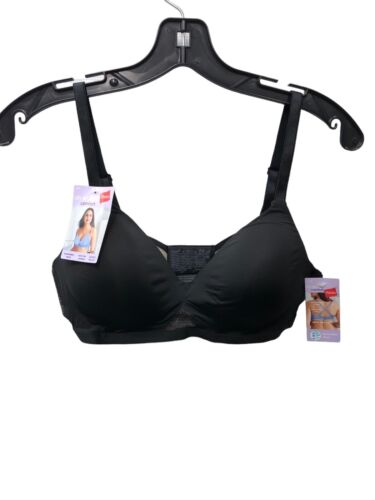 Hanes Oh So Light Comfort Wireless T-Shirt Bra Womens Size M MHG521 Opaque Black