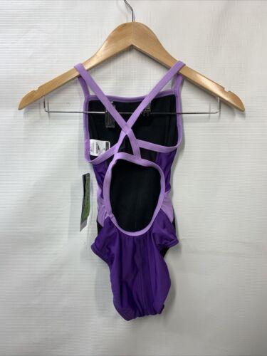 Speedo Women's Swimsuit One Piece Prolt Super Pro Solid Adult Sz 24 Black/Purple