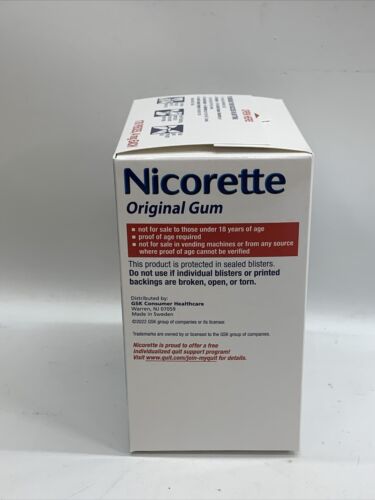 Sealed Nicorette Gum Original 4mg 170 Piece Nicotine Polacrilex Gum Stop Smoking