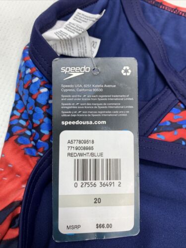 Speedo Women's Swimsuit Wear One Piece Prolt Flyback Printed Team Colors Size 20