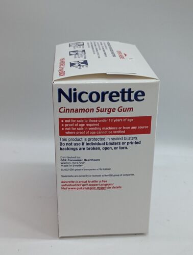 Nicorette Nicotine Polacrilex Gum 2mg Cinnamon Surge 160 Pcs Stop Smoking Aid