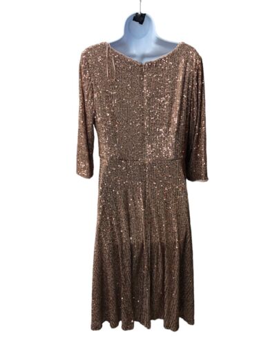 Alex Evenings Women's Dress Size 3/4 Sleeve Sequin A Line Gold Sequin Size 12P