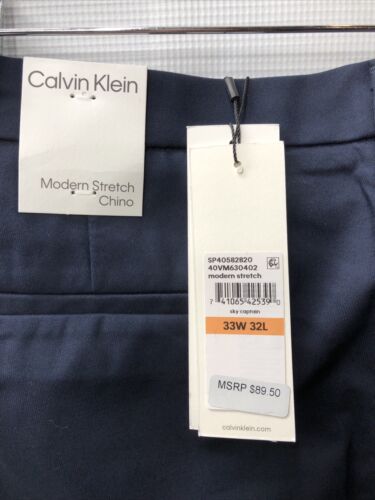 Calvin Klein Men's Modern Stretch Wrinkle Resistant 33x32 Sky Captain Blue