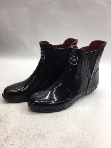 London Fog Women’s LFW-Piccadilly Black Rain Boots WL06101W Slip On Size 8 M