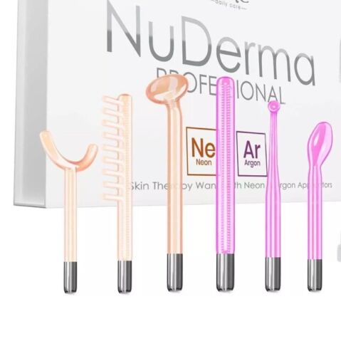 NuDerma Professional Skin Therapy Wand - Portable Skin Therapy Machine 6 Wands