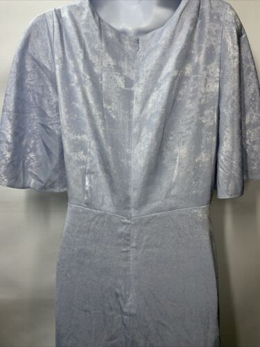 Adrianna Papell Women's Shimmer Flutter Gown Dress Sky Blue Size 12 Short Sleeve