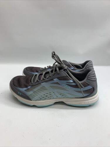 Women Ryka, Devotion Plus 3 Walking Shoe F7710M3022 Grey Aqua Fabric Mesh Sz 11M