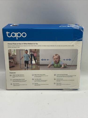 TP-Link Tapo 1080P Indoor Security Camera C100 Baby Crying Monitor, Night Vision