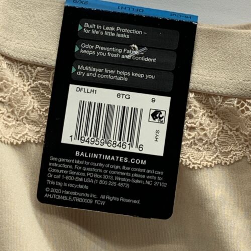 Bali DFLLH1 Beautifully Confident Leak Protection Hi-Cut Panty Underwear 2xl/9