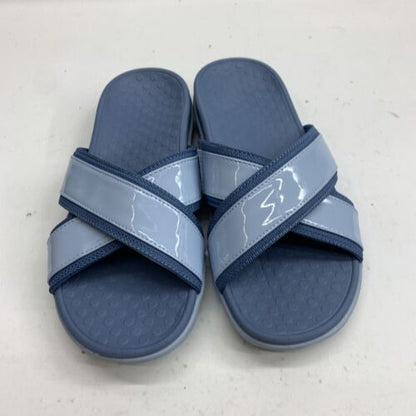 Vionic Merced I8716S1400 Womens Blue Cross Strap Orthotic Slide Sandals Size 6